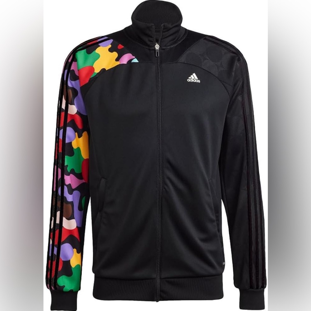 Adidas Black Jacket with Multicolor Sleeve